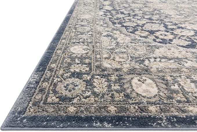 Loloi Teagan Collection TEA-01 Denim/Mist 3'-4" x 5'-7" Accent Rug, Large, Soft Neutral Rug, High-Traffic for Living Room, Bedroom, Home Office, Dining Area