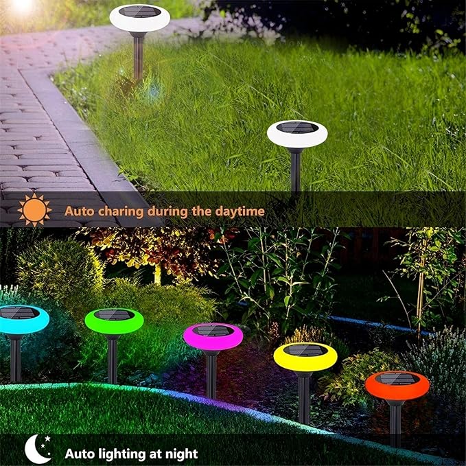 Colorful Pathway Solar Light (6 Lights) Decorative Weatherproof Auto On/Off Outdoor Lights - Decorate Your Garden, Landscape, Patio, Pool, Yard with Ultra-Bright LED Light