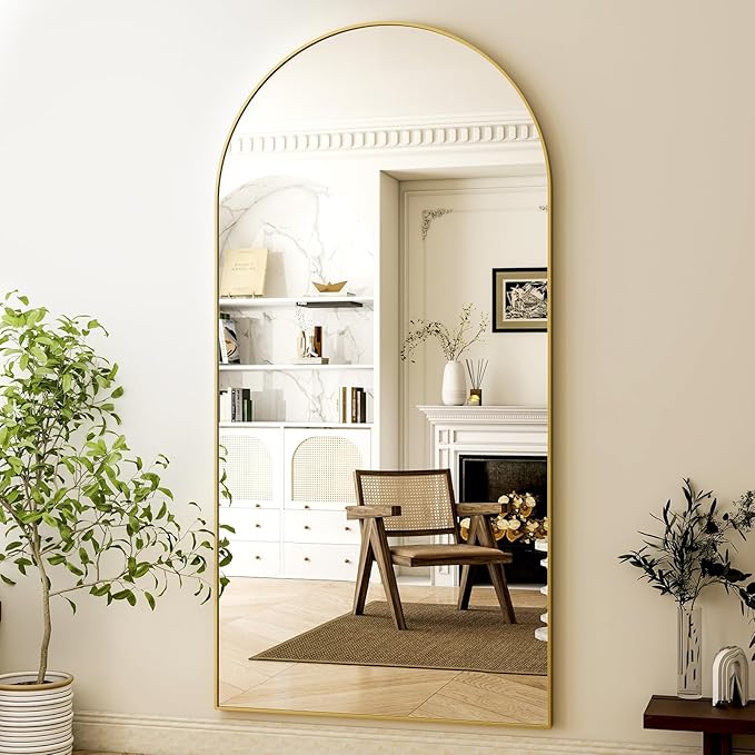 HARRITPURE 76"x34" Arched Full Length Mirror, Floor Mirrors with Aluminum Alloy Frame Free-Standing Wall Mounted Large Dressing Mirror for Living Room Bedroom Cloakroom