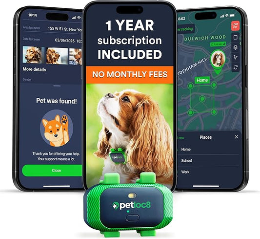 Dog GPS Tracker - Real-Time Location Tracking Device with App - Smart Alerts & Geo-Fence - Collar-Compatible, Waterproof - Long-Life Battery - 4G Built-in SIM - iOS & Android