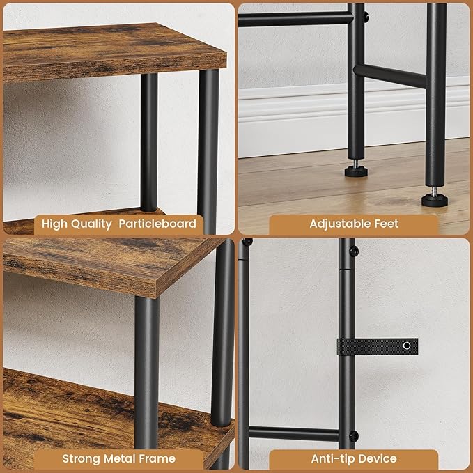 Narrow Console Table, 15.7" Small Entryway Table, 2-Tier Sofa Table with Storage, Skinny Console Tables for Entryway, Hallway, Bedroom, Living Room, Foyer, Rustic Brown