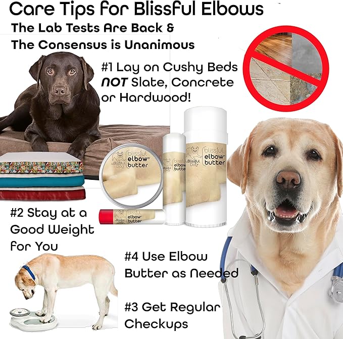 The Blissful Dog Elbow Butter for Dry, Cracked Calluses, Lick-Safe Dog Balm, Soothing Elbow Balm with Moisturizing Shea Butter, Almond, Olive, and Essential Oils, Pet Supplies, 2 oz. Tin