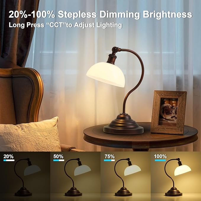 Cordless LED Table Lamp, 180° Swing Arm Desk Lamp, Rechargeable, Dimmable/3 Color/Memory Function, Vintage Rechargeable Table Light for Living Room,Bedroom,Bedside, Oil Rubbed Bronze