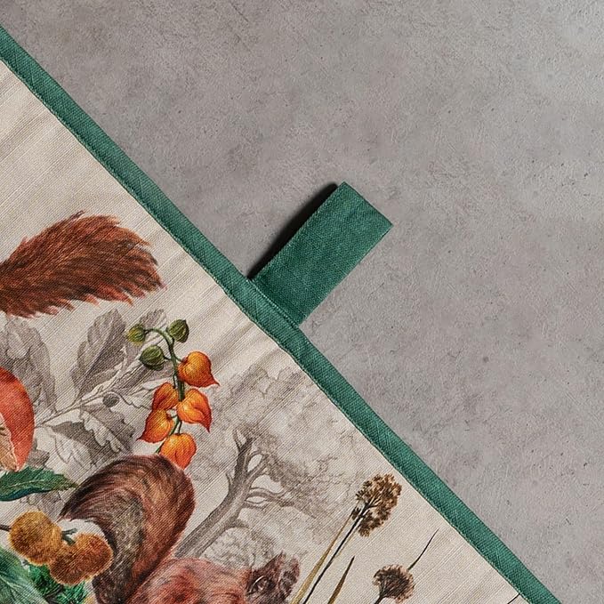 Maison d' Hermine Double Oven Mitt (7" x 35") 100% Cotton Heat Resistant BBQ Cooking Gloves with Loop for Thanksgiving Christmas Decorations Baking Cooking Barbeque Handling Hot Pan (Recolte)