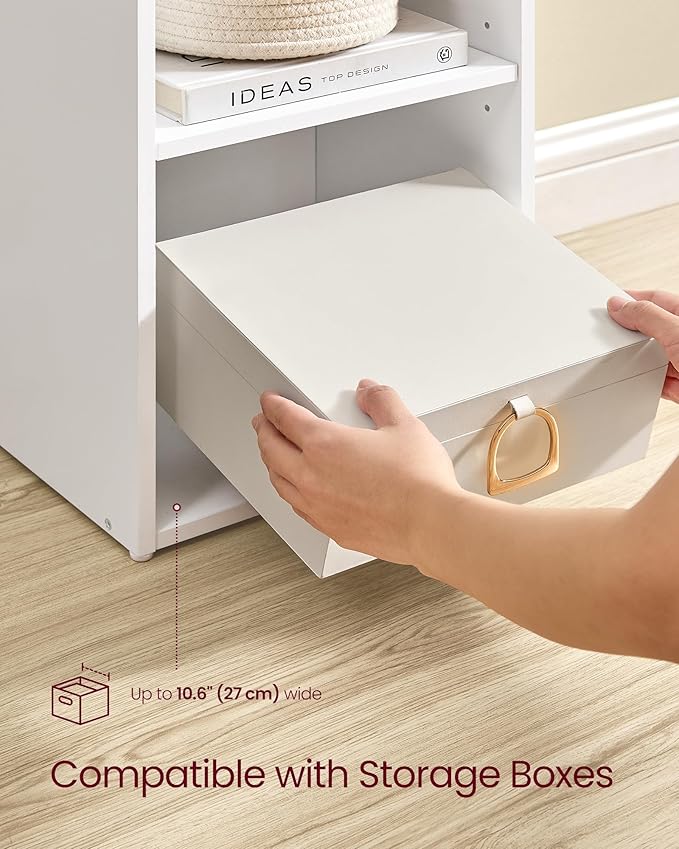 VASAGLE Custos Collection - Bookshelf, 5-Tier Bookcase, Book Shelf, Open Storage Shelf, 9.4 x 11.9 x 52.8 Inches, for Living Room, Home Office, Dinning Room, Cloud White ULBC419W01