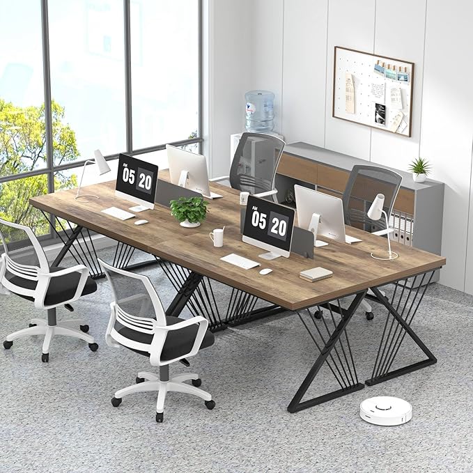 FOLUBAN Computer Desk, Modern Home Office Desk, Wood and Metal Study Writing Gaming Table for Bedroom Living Room, Rustic Oak, 53 Inch