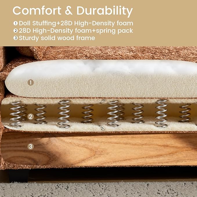 147.8" U Shaped Modular Sectional Sofa, Comfy Cloud Couch with Movable Ottoman, Deep Seat Modular Sofa, Sectional Couches for Living Room, Bedroom, Apartment (Orange)