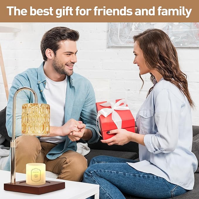 APSARAS USA Candle Warmer Lamp with Timer,Adjustable Height Candle Warmer,Dimmable, Home Decor,Wax Warmer Lamp for Jar Candles with 2 Bulbs and Life Flower Wooden Base,Gift Box for Her/Him(TD1290)