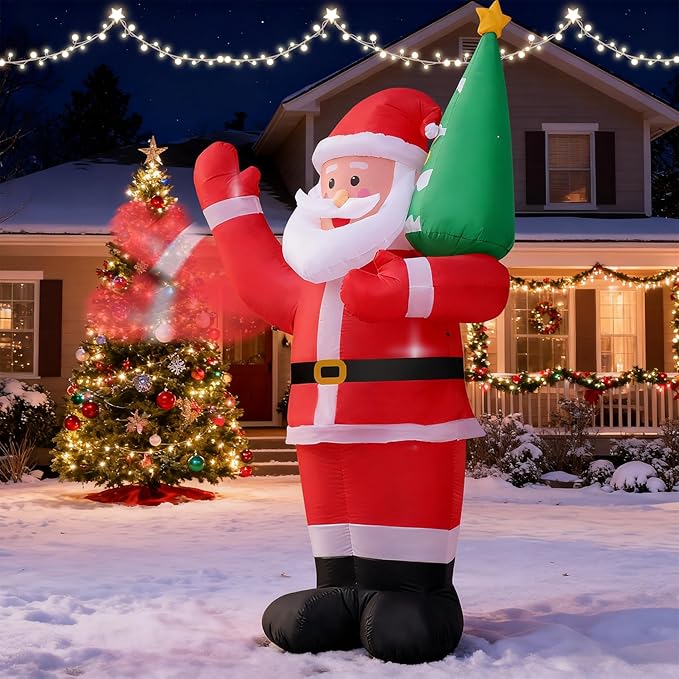 9 FT Waving Christmas Santa Claus Inflatable Outdoor Decoration for Yard,Outdoor Christmas Decoration Inflatable Santa Claus Outdoor with LED Lights for Garden Lawn Home Indoor Winter Holiday Party
