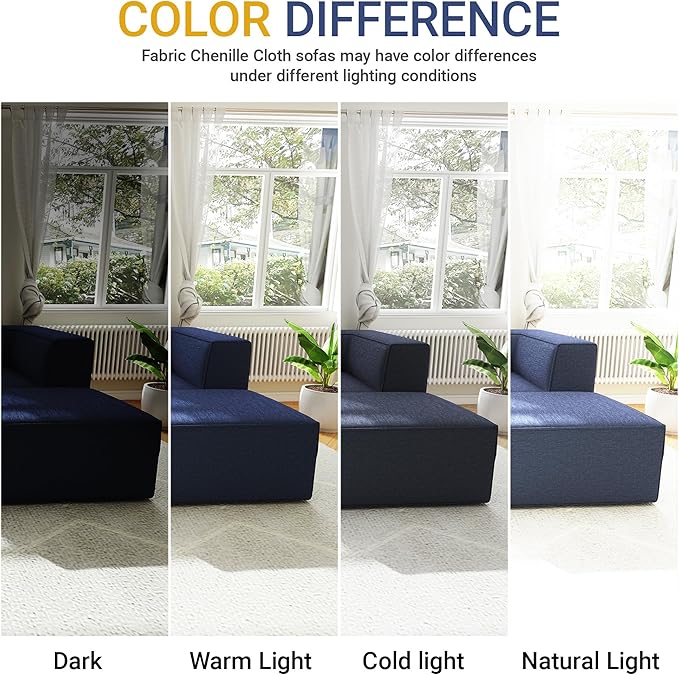 76" Sectional Compressed Sofa Modular Couches Loveseat 2 Deep Seat,High-Density Foam No Assembly Required,2-Piece(2xCorner) for Living Room Fabric Chenille Blue