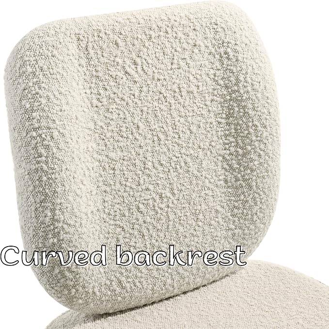 Modern Farmhouse Dining Chairs Set of 4, Boucle Upholstered Wooden Kitchen Chairs with Back, Walnut Wood Legs, Beige