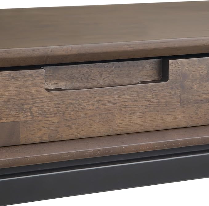 SIMPLIHOME Banting Desk - 72 Inch Wide Solid Hardwood and Metal Writing Desk in Walnut Brown, Modern Industrial Home Office Computer Table for Study with 2 Drawers and Flip-Down Keyboard Tray