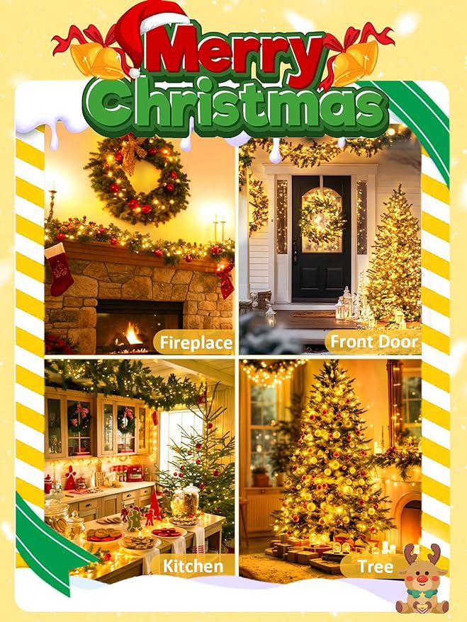 2025 New Christmas String Lights with Voice Control Outdoor/Indoor, 200 LED 75.8FT Extendable Christmas Lights Green Wire, 12 Modes & Timer, Waterproof Fairy Lights for Xmas Party Garden (Warm White)