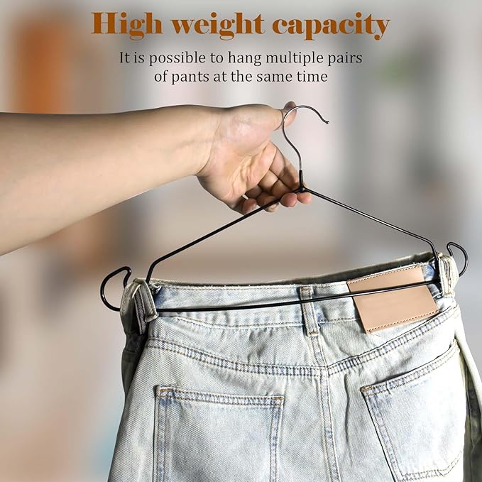 Clothes Hangers, 50Pack,Black Metal Hangers,15.7'W Space-Saving Shirt Hanger,Non-Slip Heavy Duty Hanger with Deep Shoulder Notches for Dress and Camisole