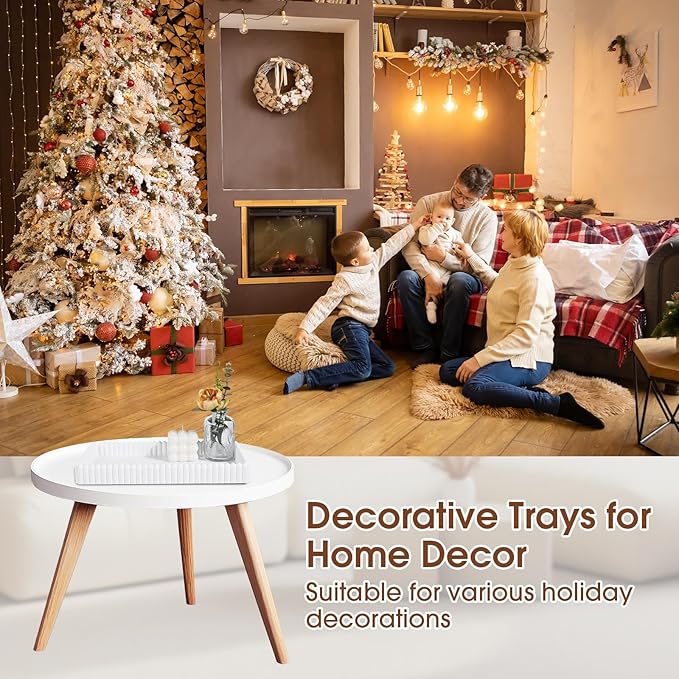 Rectangular Tray for Coffee Table,Modern Decorative Tray,White Concrete Trays,Home Dining Centerpiece Decor,Decorative Trays for Dining Table,Living Room,Kitchen,Counter