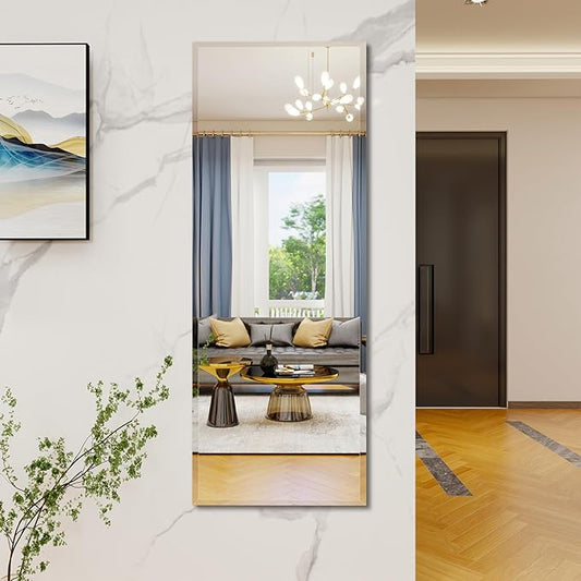 Full Length Mirror Door Hanging, 56X21 Full Length Hanging,Beveled Mirror Frameless，Bedroom, Wardrobe, Door (56 * 21 Inch)