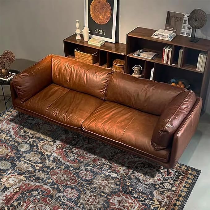 RUGSURE Washable Area Rugs - Perfect for Living Room, Bedroom, Kids Room, Nursery - Stain & Water Resistant Non-Slip, Pet & Child Friendly, Vintage Tribal Area Rugs (Rust, 6' x 9')