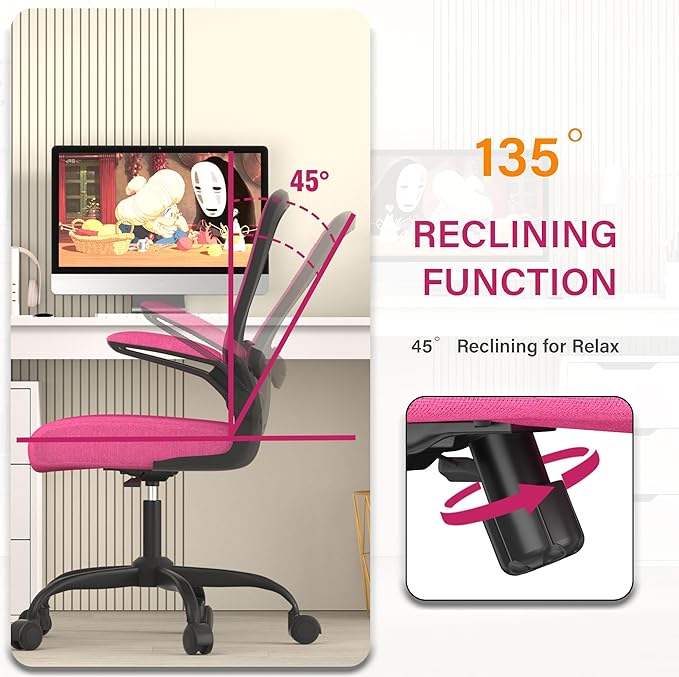 Mimoglad Office Chair, Ergonomic Desk Chair with Adjustable Lumbar Support, High Back Mesh Computer Chair with Flip-up Armrests-BIFMA Passed Task Chairs, Executive Chair for Home Office