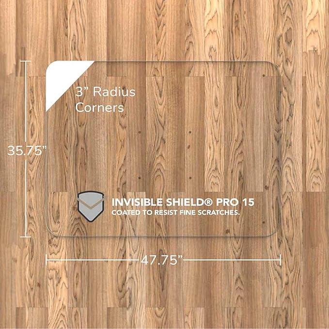 Vitrazza Glass Chair Mat 36” x 48” Superior ¼ Thick, Luminoso Low-Iron Ultra Clear, Certified Tempered Safety Glass, Delivers a Smooth Glide, Protects Carpet or Wood, Beautiful in Home or Office.