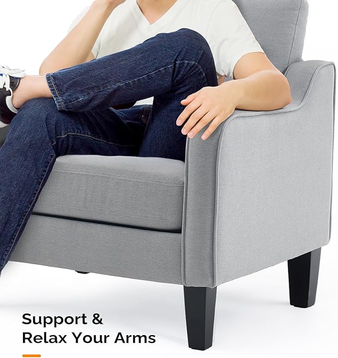 VINGLI Accent Chairs for Living Room, Line Comfy Upholstered Sofa Chair Mid Century Modern Armchair for Bedroom, Home Office, Small Spaces, Apartment