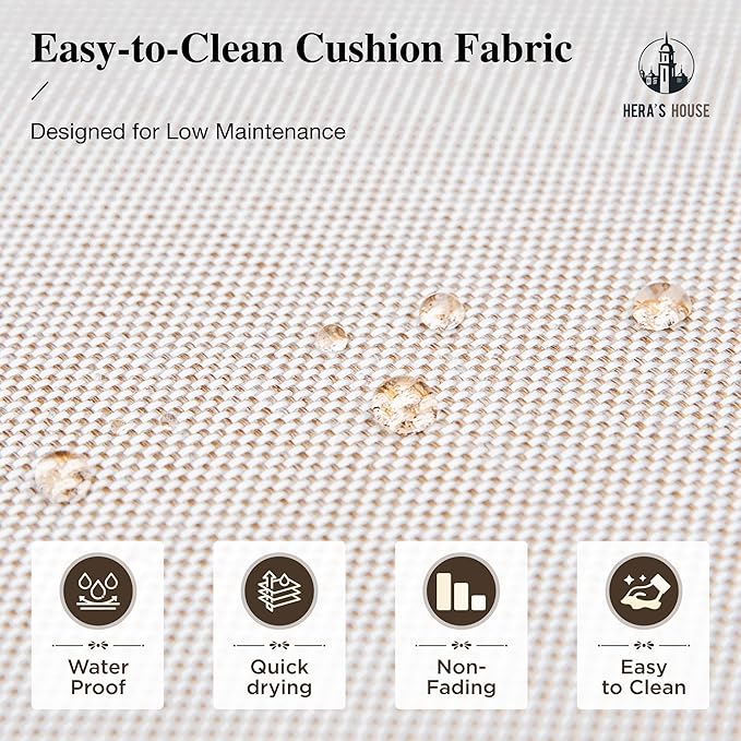 HERA'S HOUSE HDPE Patio Furniture Set, 4-Piece Outdoor Wicker Conversation Couch Set with Thick Cushion, All-Weather Patio Sofa Set for Backyard Garden Deck, Wood Grain Coffee Table