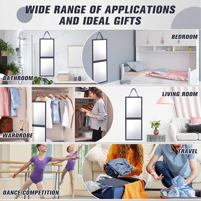 Foldable Portable Full Length Mirror for Dorm Dance Backstage Camping Travel Hanging Folding Makeup Body Mirror for Dancers Artists Home Aestheticians Spa(Grey,33.5" X 13.4")