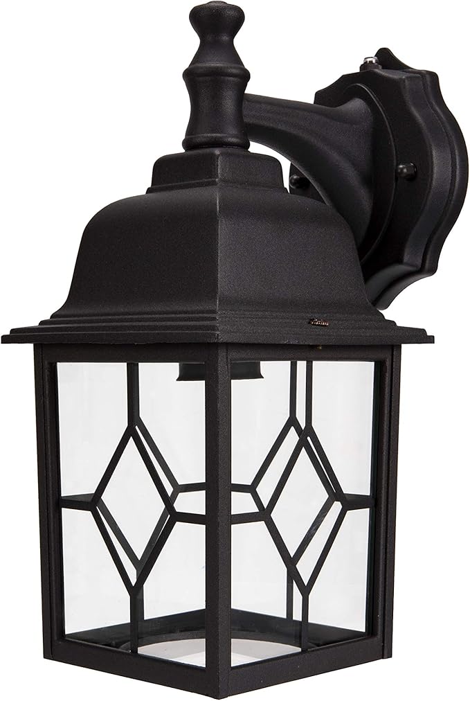 LIT-PaTH Dusk to Dawn Outdoor Wall Lantern, Matte Black Large Exterior Wall Light Fixture, E26 Base, Anti-Rust Aluminum Porch Lighting for Outside, Patio, Garage, 1 Pack