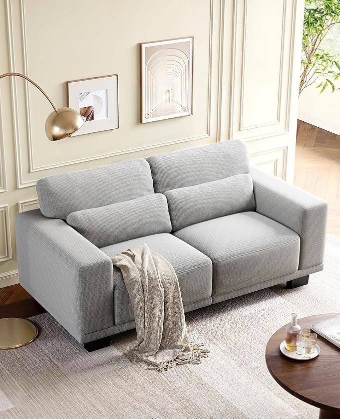 Amada 65" Loveseat Sofa, 2 Seater Couch with Deep Seats and Wide Armrests for Living Room, Comfy Couch with Removable Washable Covers, Easy Assembly