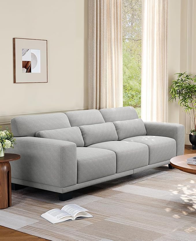 Amada 89" Sofa, 3 Seater Couch Sofa for Living Room, Modern Sofa with Deep Seats & Wide Armrests, Comfy Couch with Removable Washable Covers & Linen Fabric, Easy Assembly