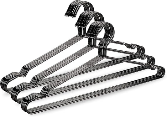 17.7" Strong Metal Wire Clothes Hangers, Coat Hanger Rack, Standard Suit Hangers, Metal Shirt Dress Hanger, 30 Pack, Black