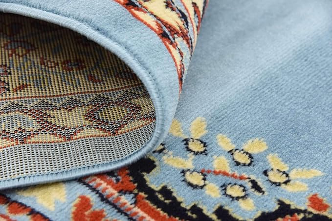 Unique Loom Reza Collection Traditional Persian Style Area Rug, 8 x 10 ft, Light Blue/Ivory