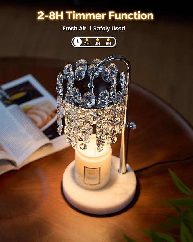 Candle Warmer Lamp with Timer & Dimmable Crystals Candle Lamp Warmer with RGB Mode, Adjustable Height Electric Candle Warmer with 3 Bulbs for Women Mom House Warming Gifts New Home Room Decor