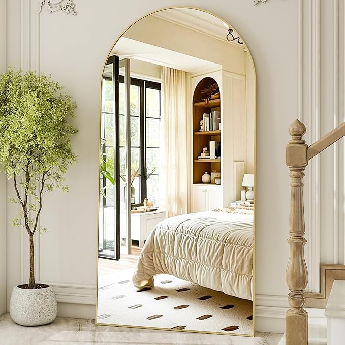 HARRITPURE 76"x34" Arched Full Length Mirror, Floor Mirrors with Aluminum Alloy Frame Free-Standing Wall Mounted Large Dressing Mirror for Living Room Bedroom Cloakroom