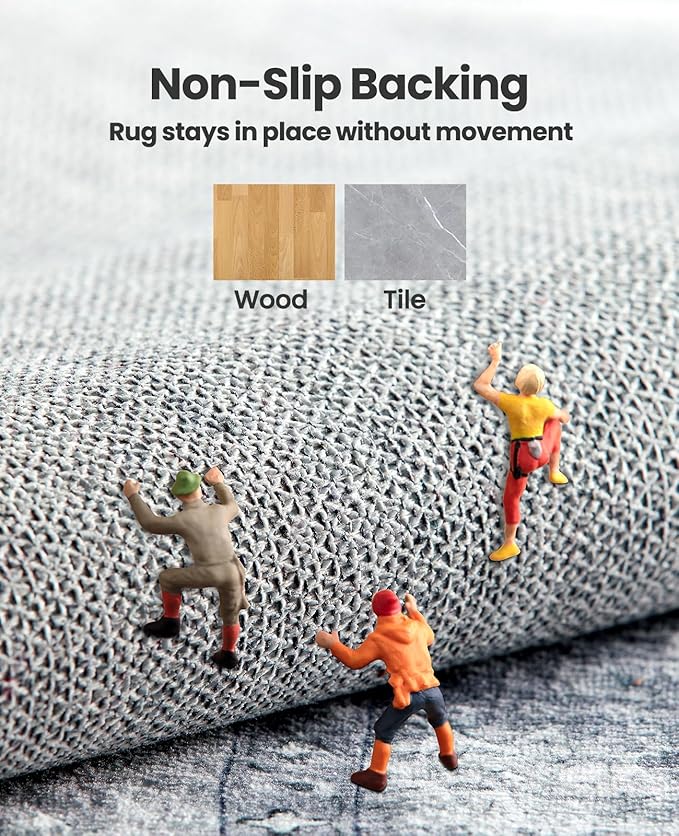 AMADA HOMEFURNISHING 2x3 Washable Area Rug, Low-Profile Entryway Rug with Non-Slip Backing & Durable Edge Binding, Vintage Rug Pattern, Small Rugs for Entryway, Kitchen & Living Room