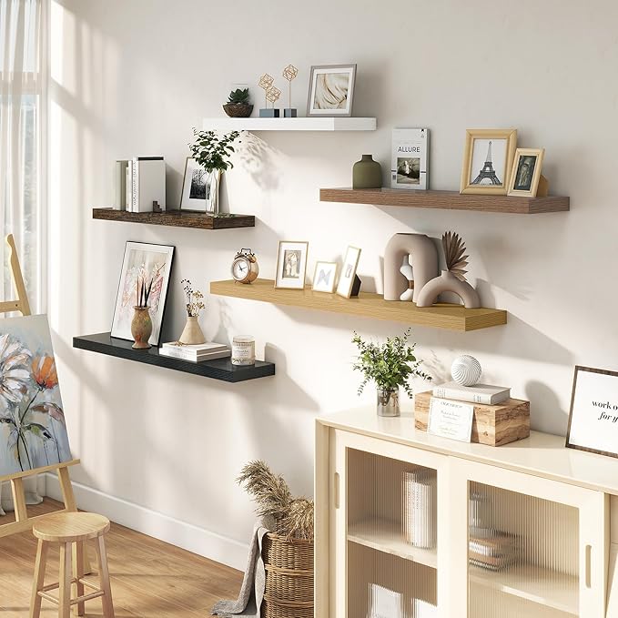 Dreamland 55 Inches Floating Shelves for Wall, 9.3" Deep Long Floating Shelves Set of 1, Large Display & Storage Shelf, Wall Shelf for Bathroom Bedroom Living Room Kitchen Office, White