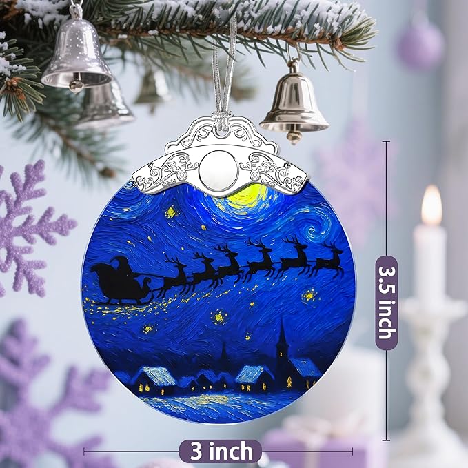 Starry Night Stained Glass Ornament - Christmas Decorations for Tree | Christmas Ornaments | Holiday Ornament – Holiday Party Gifts | Xmas Gifts | Gift Exchange | Gift Idea