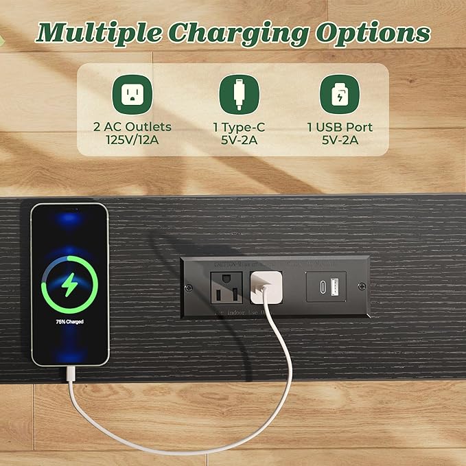 SUPERJARE 5.7 Inch Console Table with Outlet, Sofa Table, Behind Couch Table, 5.7 x 39.4 x 29.7 Inches, Metal Frame, Charging Station, for Living Room, Black