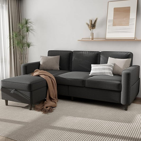 Sectional Couches for Living Room - Deep Seater Couch Living Room-Comfy L Shape Modular Sofa,with Storage Chaise-Washable Covers-Suitable for Living Rooms,Apartments,Rooms and Offices-Dark Gray