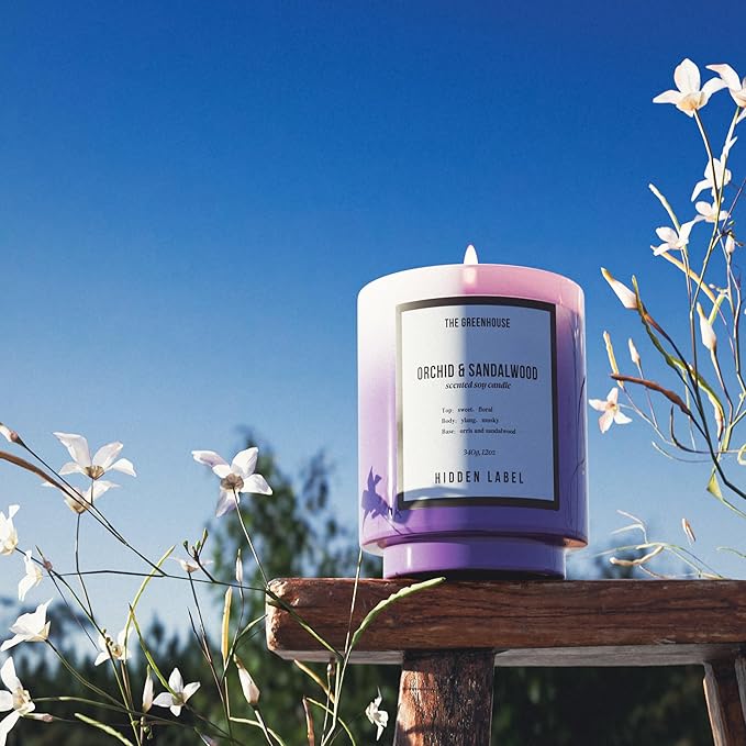 Orchid Sandalwood Scented Candle, 12oz Natural Soy Wax, 75Hours Long Lasting,Clean Burn, Pretty Aromatherapy Candle for Home Scented,Stress Relief, Meditation, Yoga & Relaxation