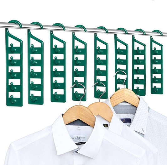 CraftyCrocodile Space Saving Hangers for Clothes - 8 in Pack, Heavy Duty Plastic, Multi Closet Space Savers for Shirts, Pants, Jeans, Sweaters - Hanger Organizer Space Saver