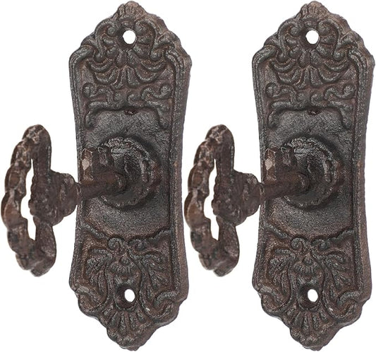 2 Pack Decorative Vintage Cast Iron Wall Hooks Vintage Key Wall Holder for Hanging Coats Key Bags Hats Towels Hanger Rustic Farmhouse Decor