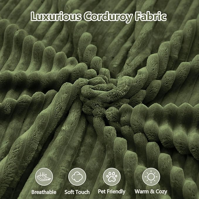 135" U-Shape Cloud Couch, Modern Modular Sectional Comfy L-Shape Sofa with Ottoman, Deep Seat, Upholstered Corduroy Sleeper Chaise Longue for Living Room Bedroom, No Assembly Required, Green