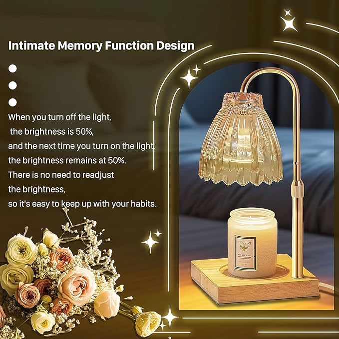 Candle Warmer Lamp with Dimmer Timer, Candle Lamp Warmer with 2 Bulbs, Candle Light for Scented Jar Candles, Birthday Gifts for Women, Vintage Home Decor House Warming Gift