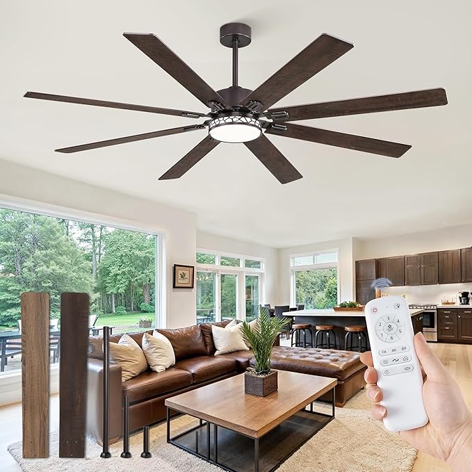 Fanbulous 72 Inch Large Ceiling Fans with Lights, Farmhouse Ceiling Fan with Light and Remote, Dual Finish 8 Blades, Reversible DC Motor, 3CCT, 6 Speed, Modern Ceiling Fan for Living Room, Oil Bronze