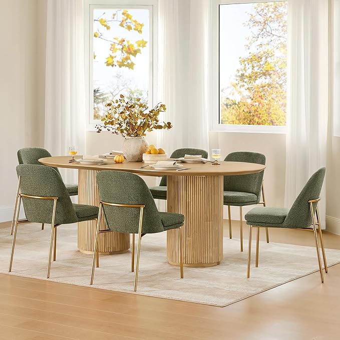 CHITA Modern Dining Chairs Set of 3, FSC Certified Metal Dining Chair for Dining Room, Moss Green