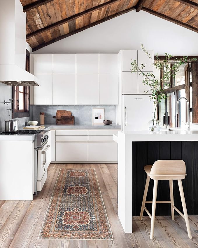 Loloi Layla Collection LAY-09 Cobalt Blue/Spice 9'-0" x 12'-0" .13" Thick Area Rug, Soft, Durable, Vintage Inspired, Distressed, Low Pile, Non-Shedding, Easy Clean, Printed, Living Room Rug