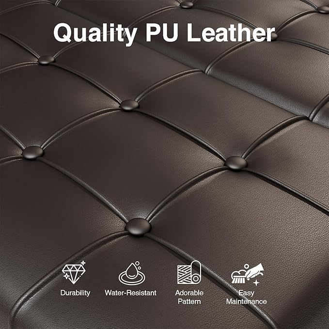 Square Leather Ottoman with Storage, Faux Leather Coffee Table with Lift Top,Large Upholstered Footrest Stool Toy Box Storage Bench for Bedroom Living Room, Chocolate