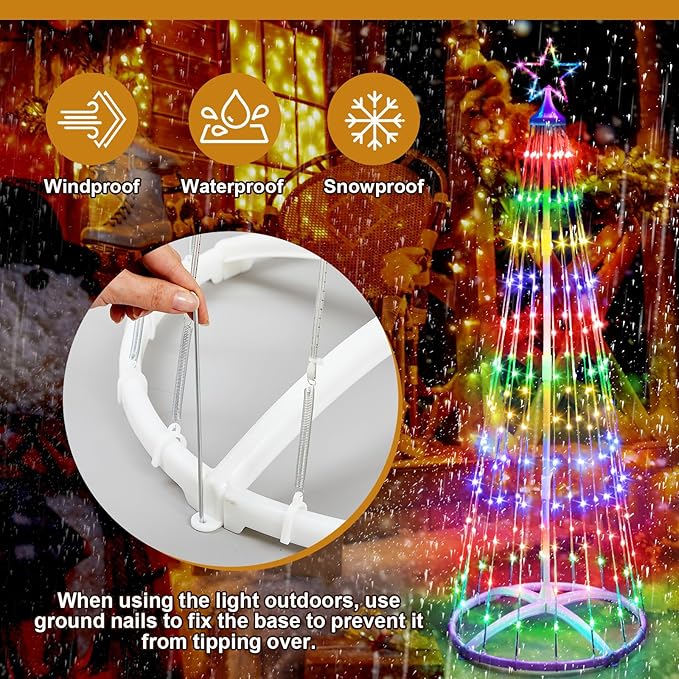 6 Pack 4ft Christmas LED Cone Tree Lights 24 Modes Color Changing with Timer Foldable Lighted Trees Waterproof Outdoor String Lights Holiday Decor for Christmas New Year Xmas Decorations