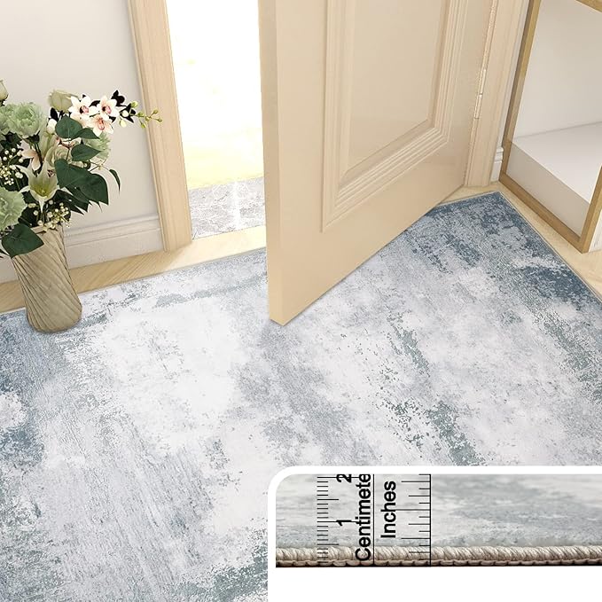 3x5 Modern Abstract Small Area Rug,Non Slip Stain Resistant Washable Area Rug with Rubber Backing,Non Shedding Floor Carpet for Living Room Bedroom Kitchen Entryway Indoor Mat