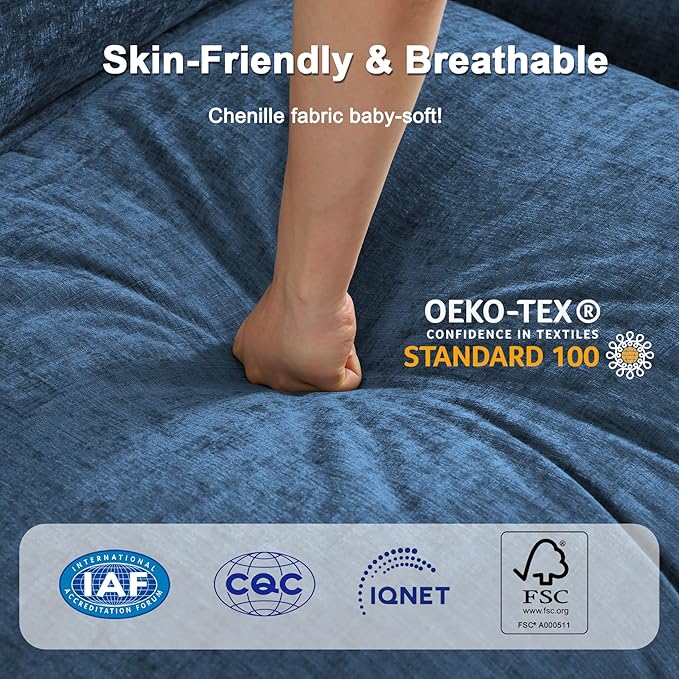 111.4" U Shaped Cloud Couch Sectional with 2 Ottoman｜Modular Chenille Sofa with 29.1" Deep Seat｜FSC Solid Wood Frame｜Easy Assembly & 1YR Guarantee｜for Living Room Bedroom Apartment